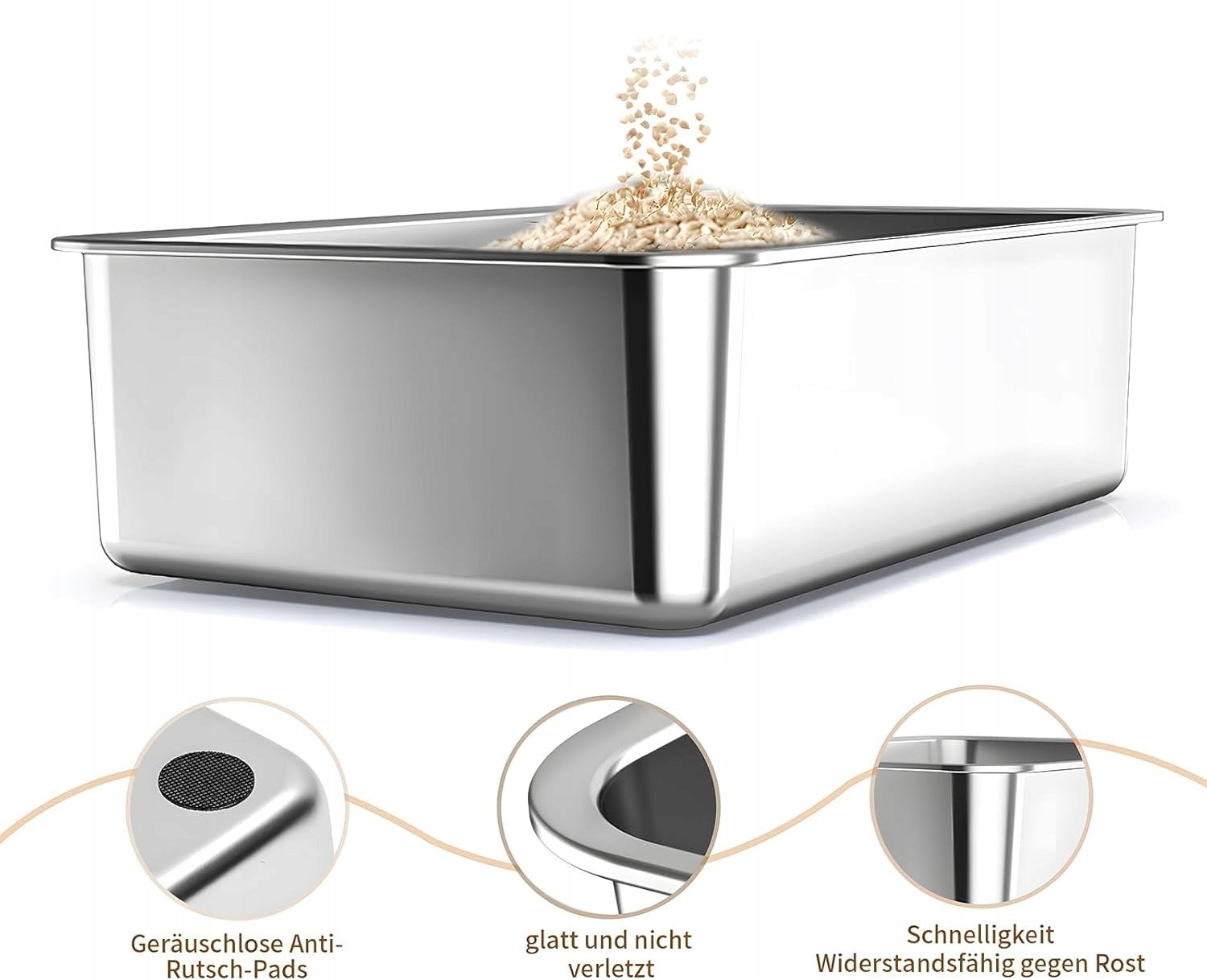 Cat litter box open non-stick steel 50x35x15 cm WITHOUT SMELL Kind open litter box