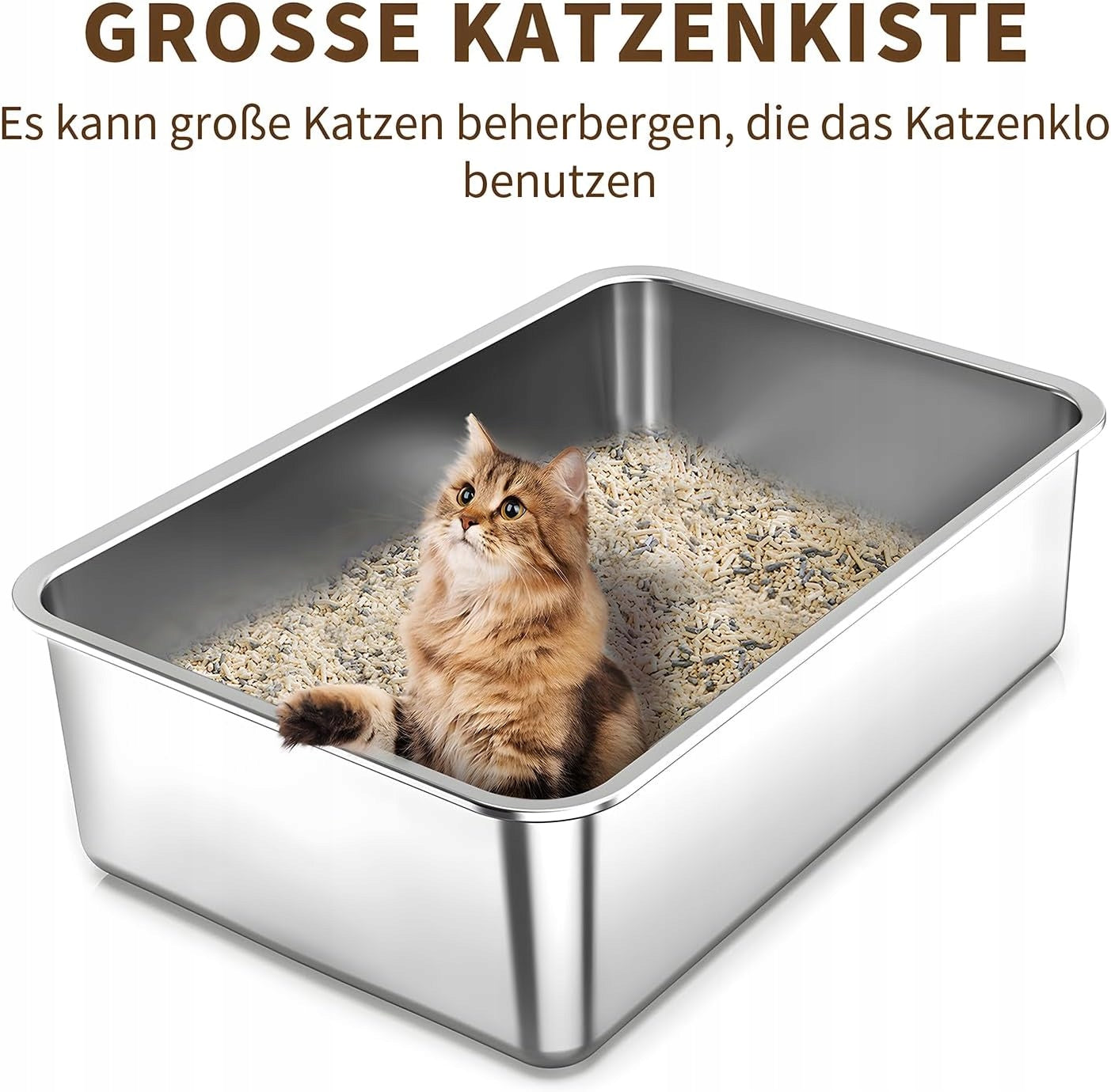 Cat litter box open non-stick steel 50x35x15 cm WITHOUT SMELL Trade name IKITCHEN