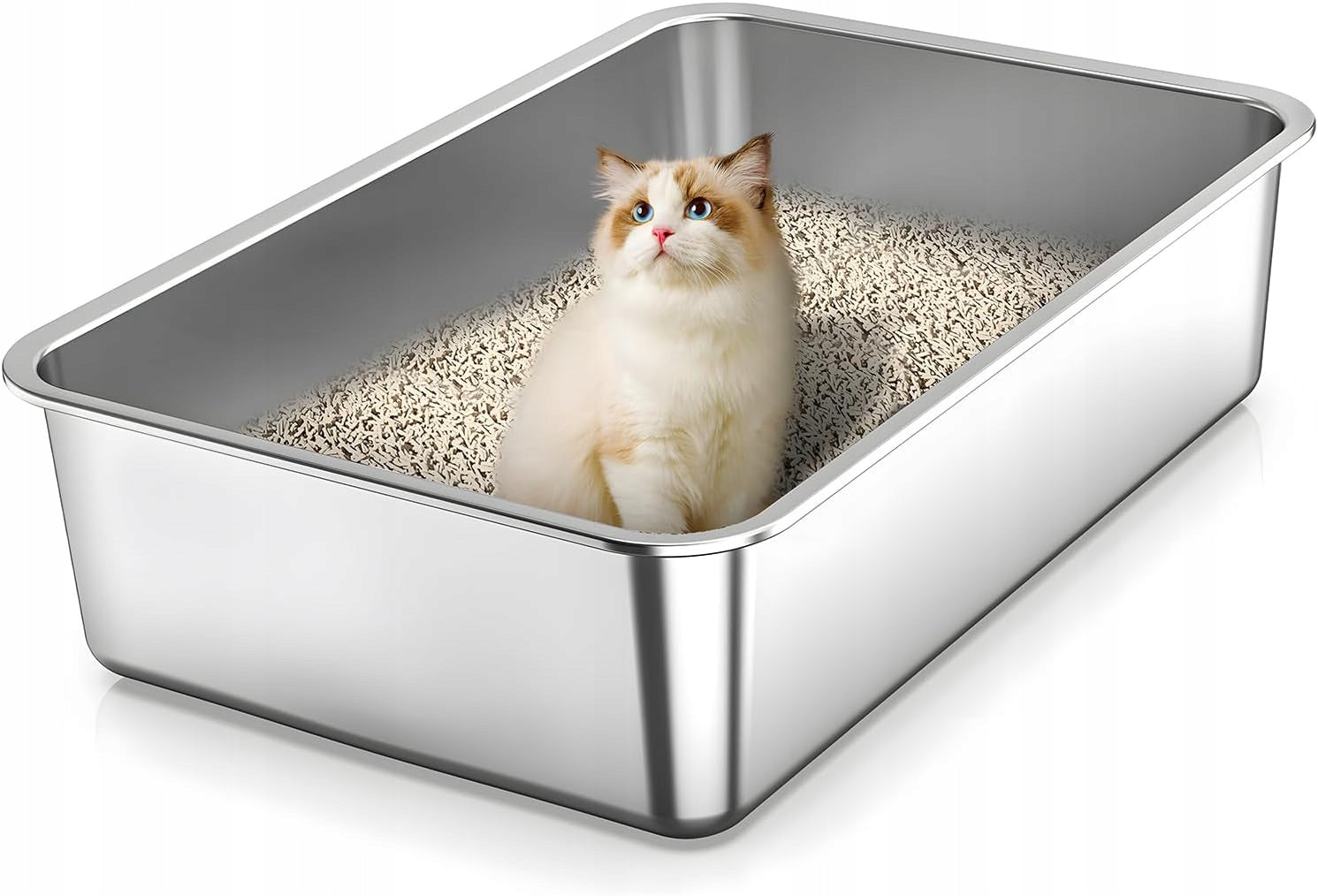 Cat litter box open non-stick steel 50x35x15 cm WITHOUT SMELL