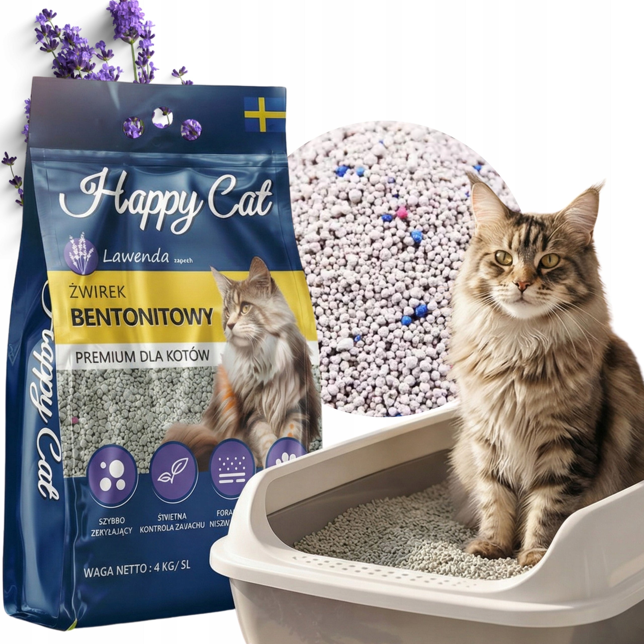 Cat litter box ordinary automatic lavender 25l spatula FREEBIE Brand Happy Cat
