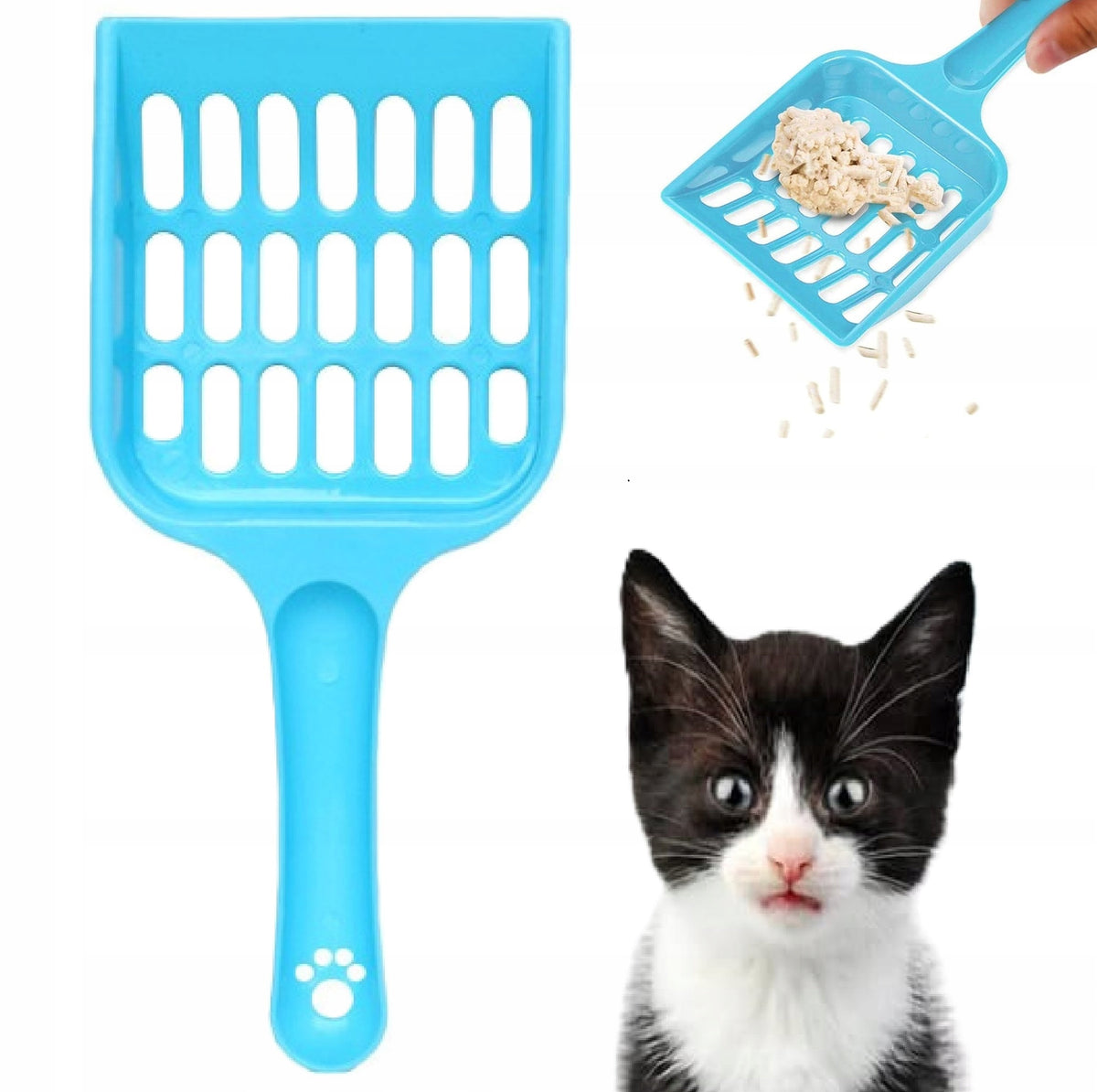 Cat litter box paddle - dustpan with strainer, litter, plastic, convenient