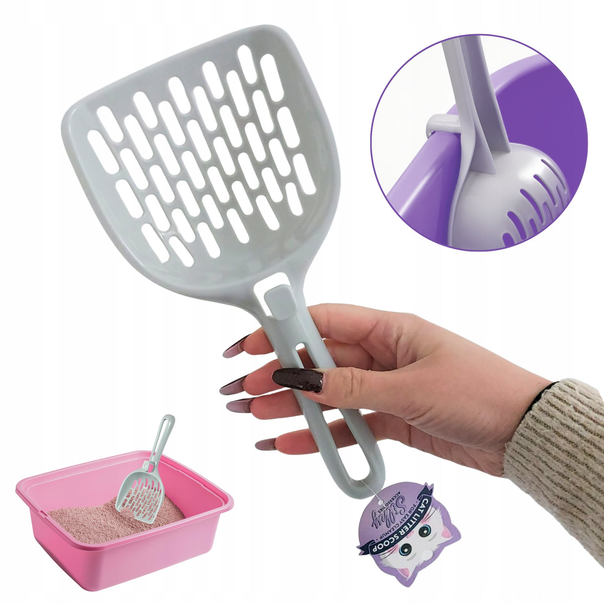 Cat litter box spatula with handle SILKY