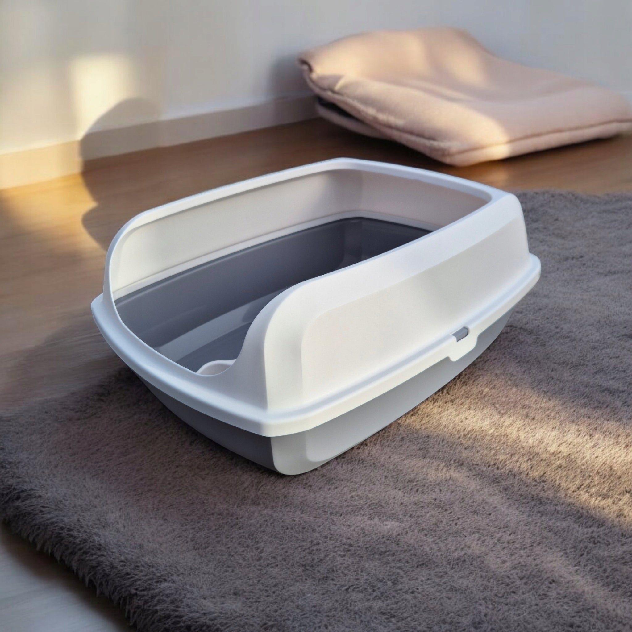 Cat litter box with high frame - grey + spatula FREEBIE - LEO EAN (GTIN) 5905214480295