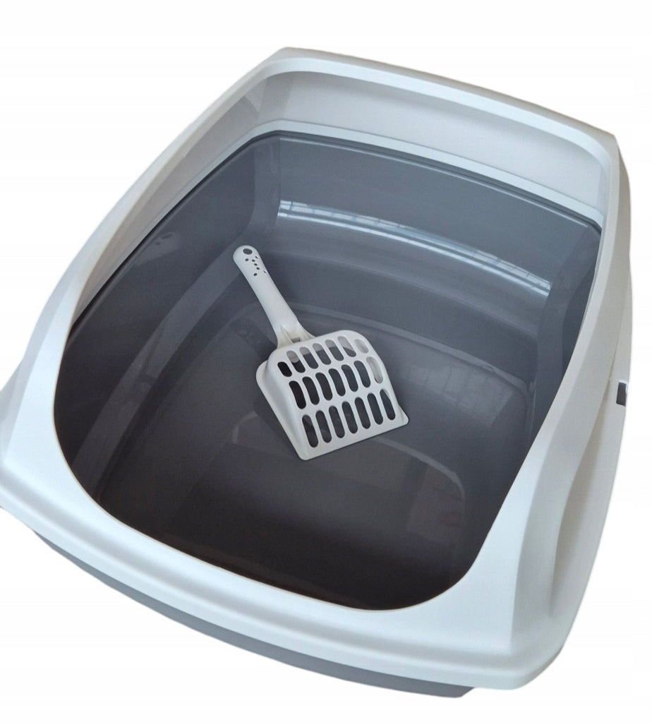 Cat litter box with high frame - grey + spatula FREEBIE - LEO Model GR50