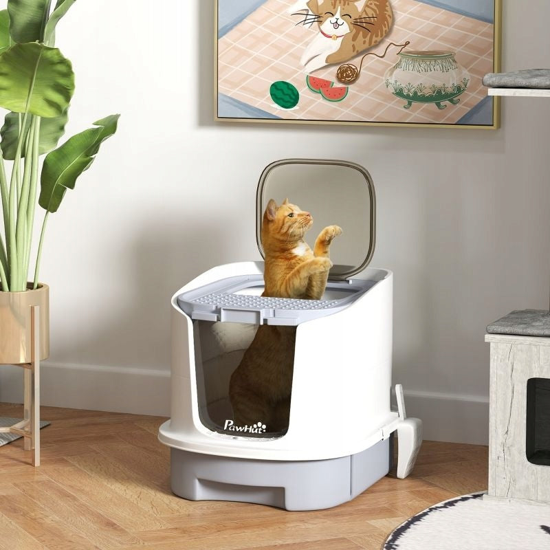 Cat litter box with lid and drawer grey 40.5x52.5x42.5 cm Brand no brand