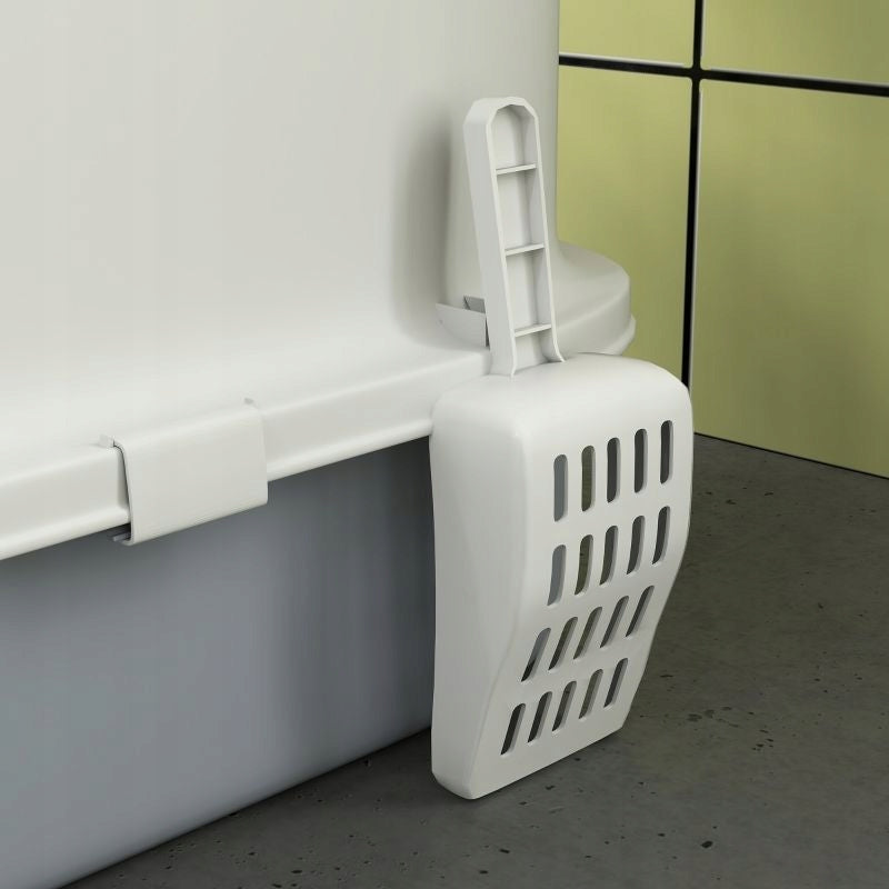 Cat litter box with lid and drawer grey 40.5x52.5x42.5 cm Color white