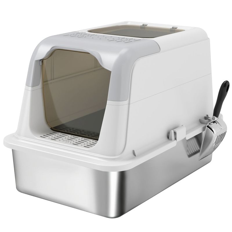 Cat litter box with lid, drawer