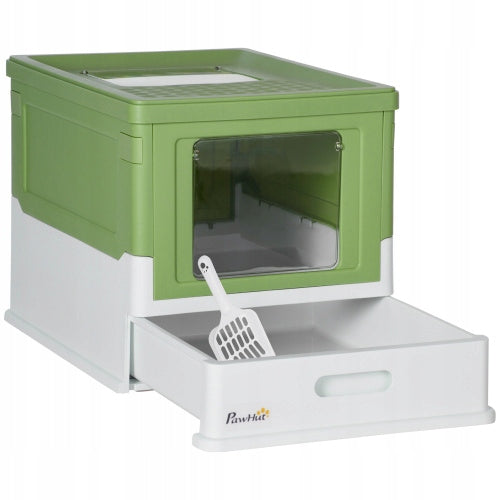 Cat litter box with lid, tray