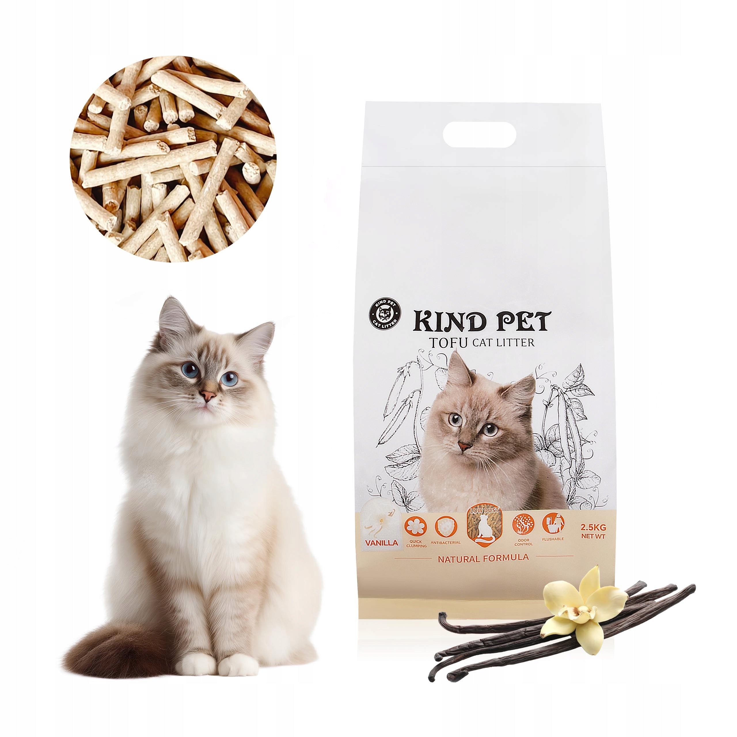 Cat litter clumping CARINIO Kind Pet tofu Vanilia 100 EKO 6l