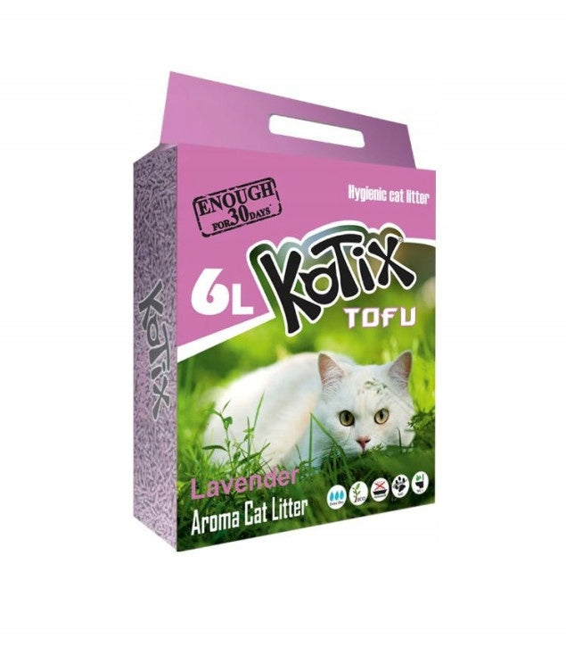 Cat litter dust-free clumping natural TOFU KOTIX Lavender 6 L