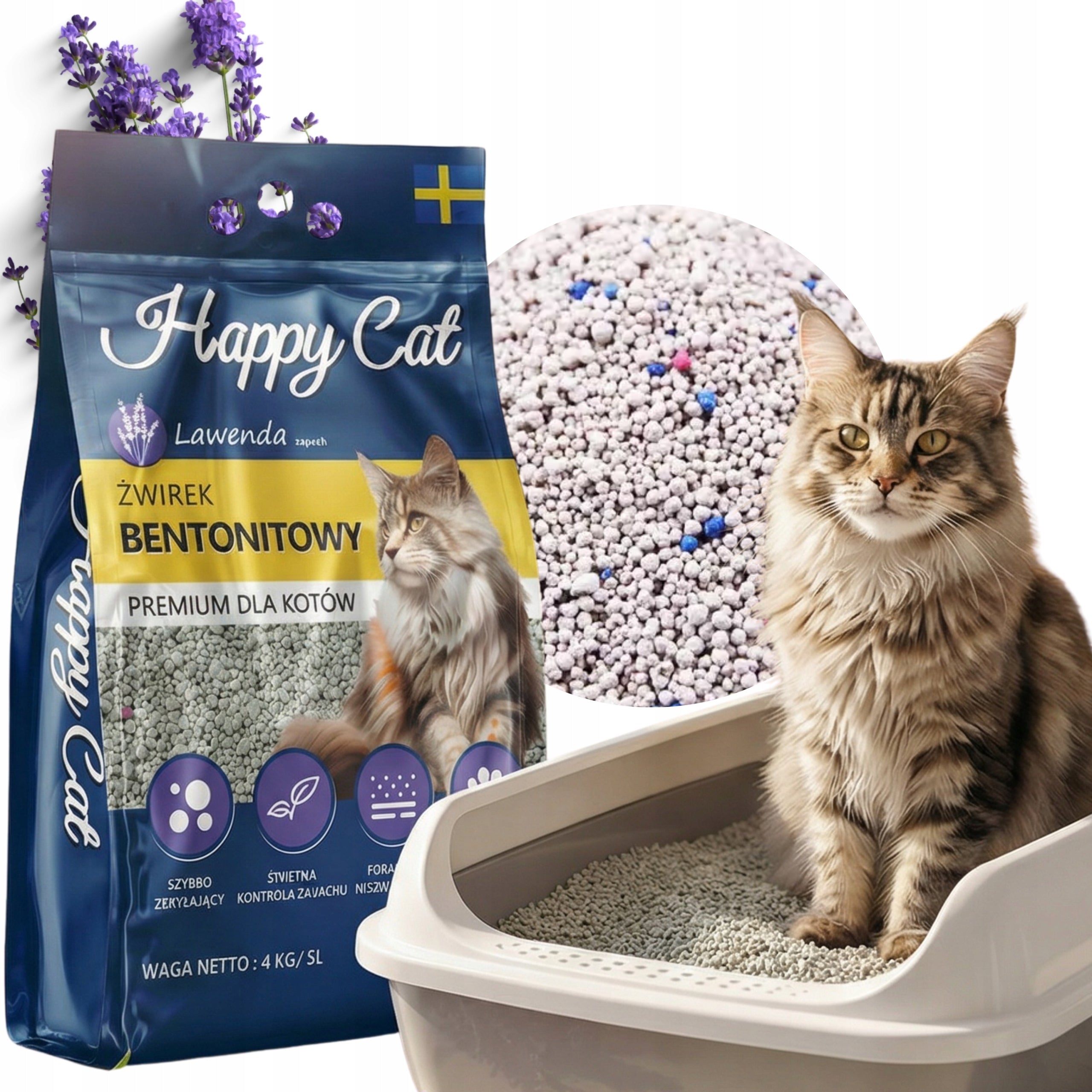 Cat litter for automatic litter box clumping bentonite lavender 5l
