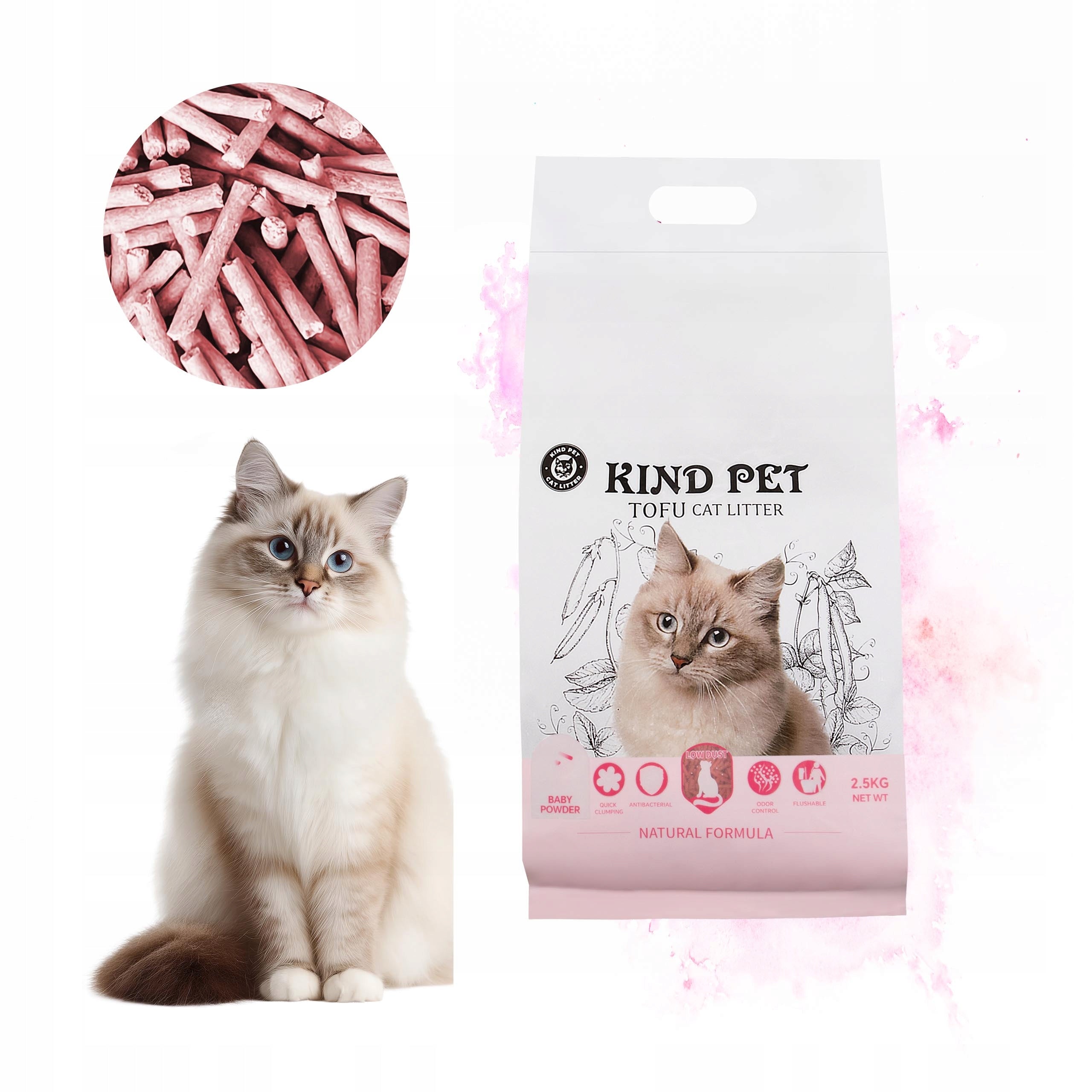 Cat litter for flushing in the toilet CARINIO Kind Pet tofu 2,5 kg 6 l