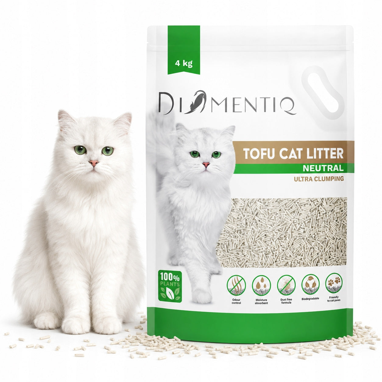 Cat litter organic natural Tofu clumping DIAMENTIQ 4 kg