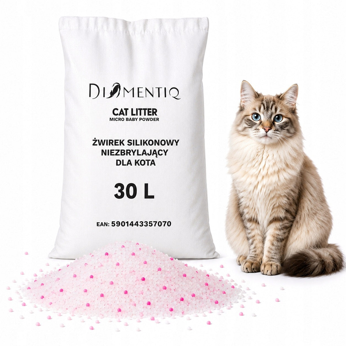 Cat litter silicone micro non-caking Baby Powdrer 30 l DIAMENTIQ