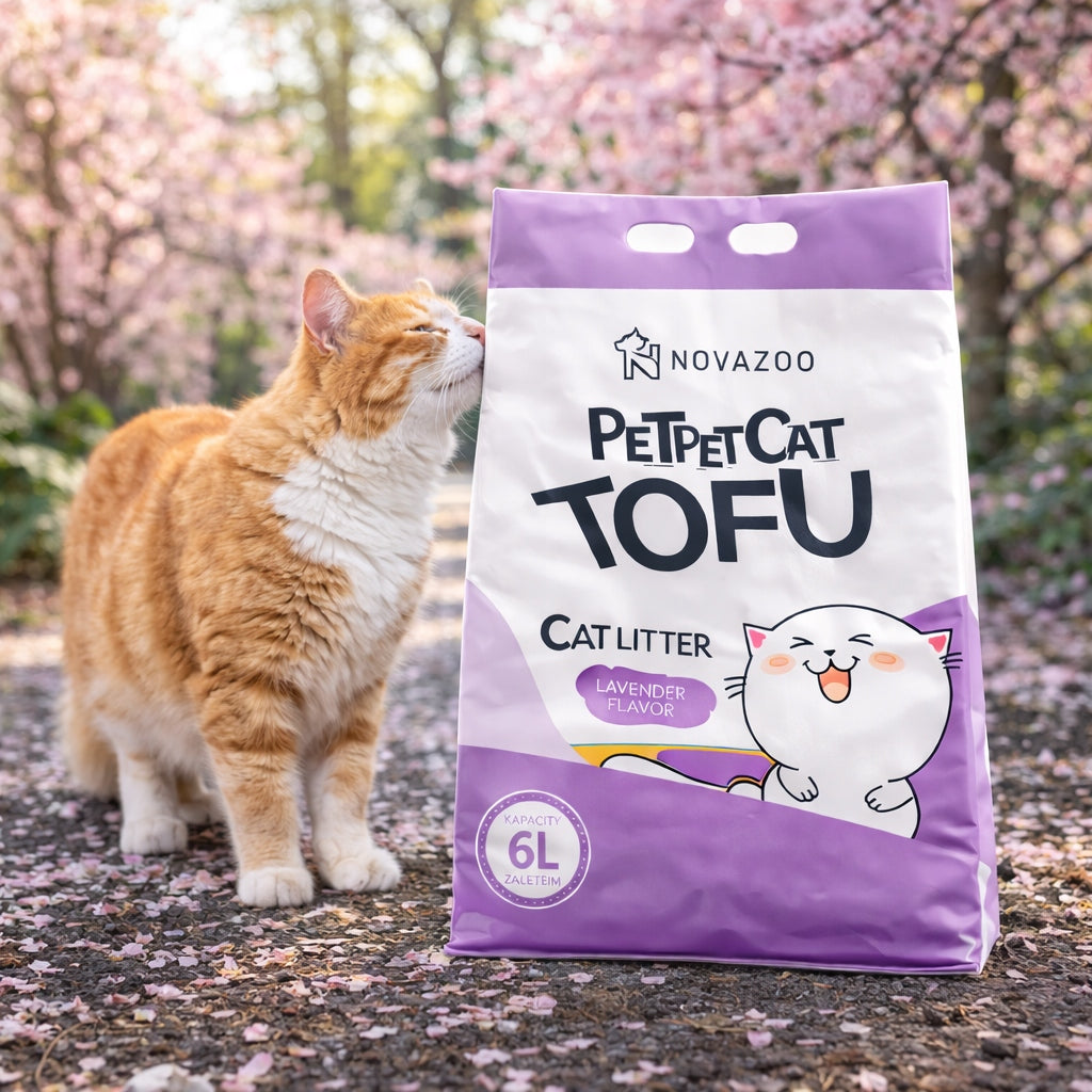 Cat litter tofu 2,5kg 6L lavender clumping biodegradable Manufacturer code Novazoo żwirek tofu lawenda 2,5kg 6L