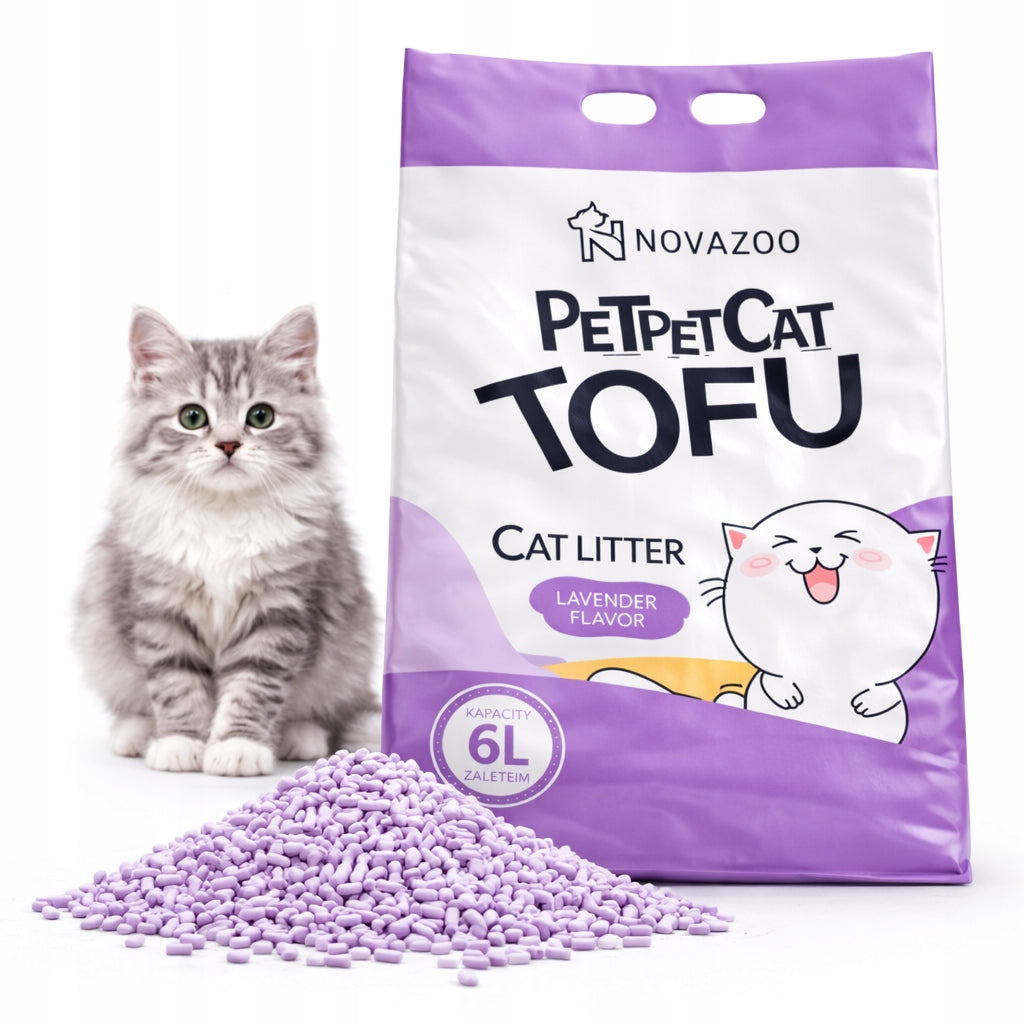 Cat litter tofu 2,5kg 6L lavender clumping biodegradable