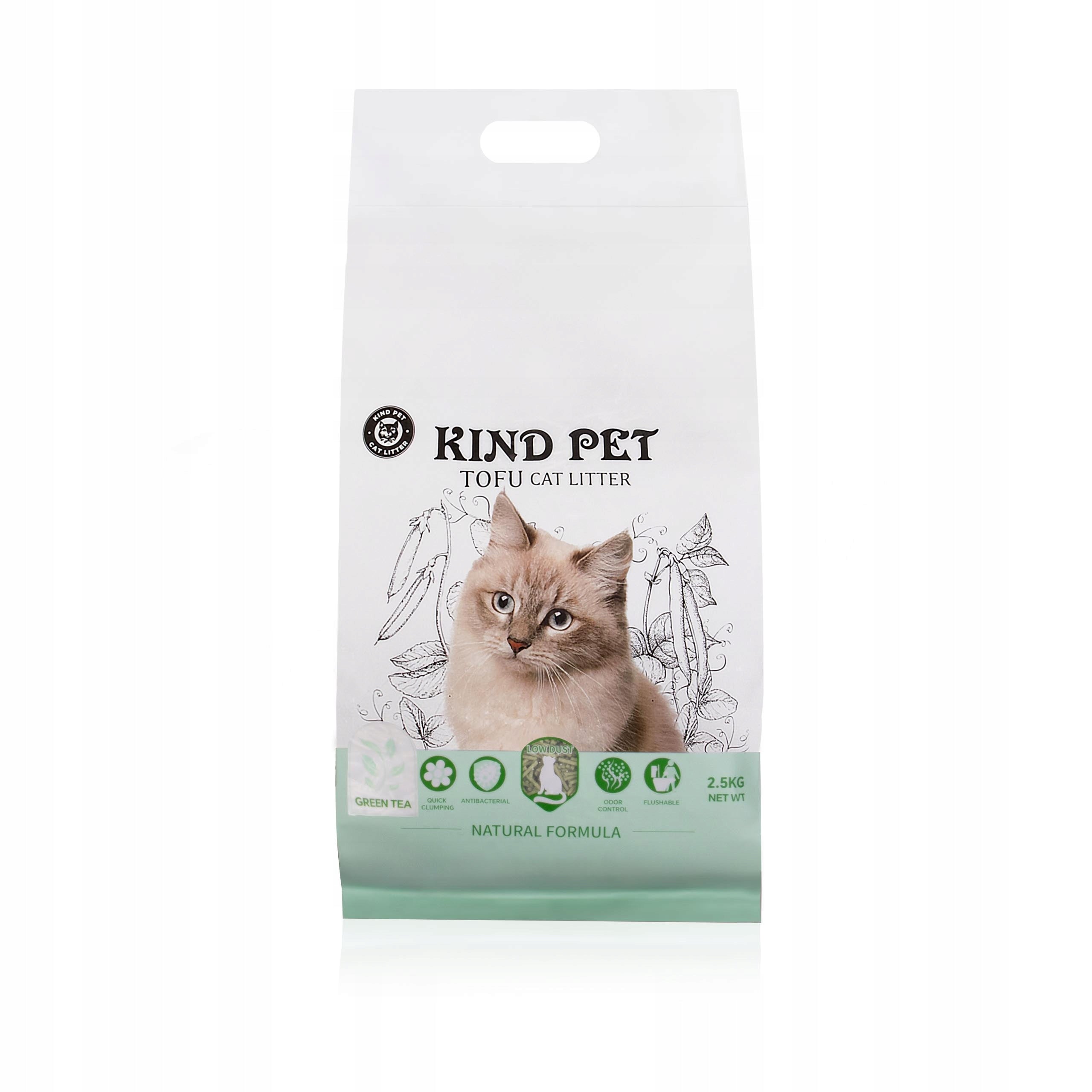 Cat litter tofu CARINIO Kind Pet EKO clumping Green Tea 6l Packaging status original