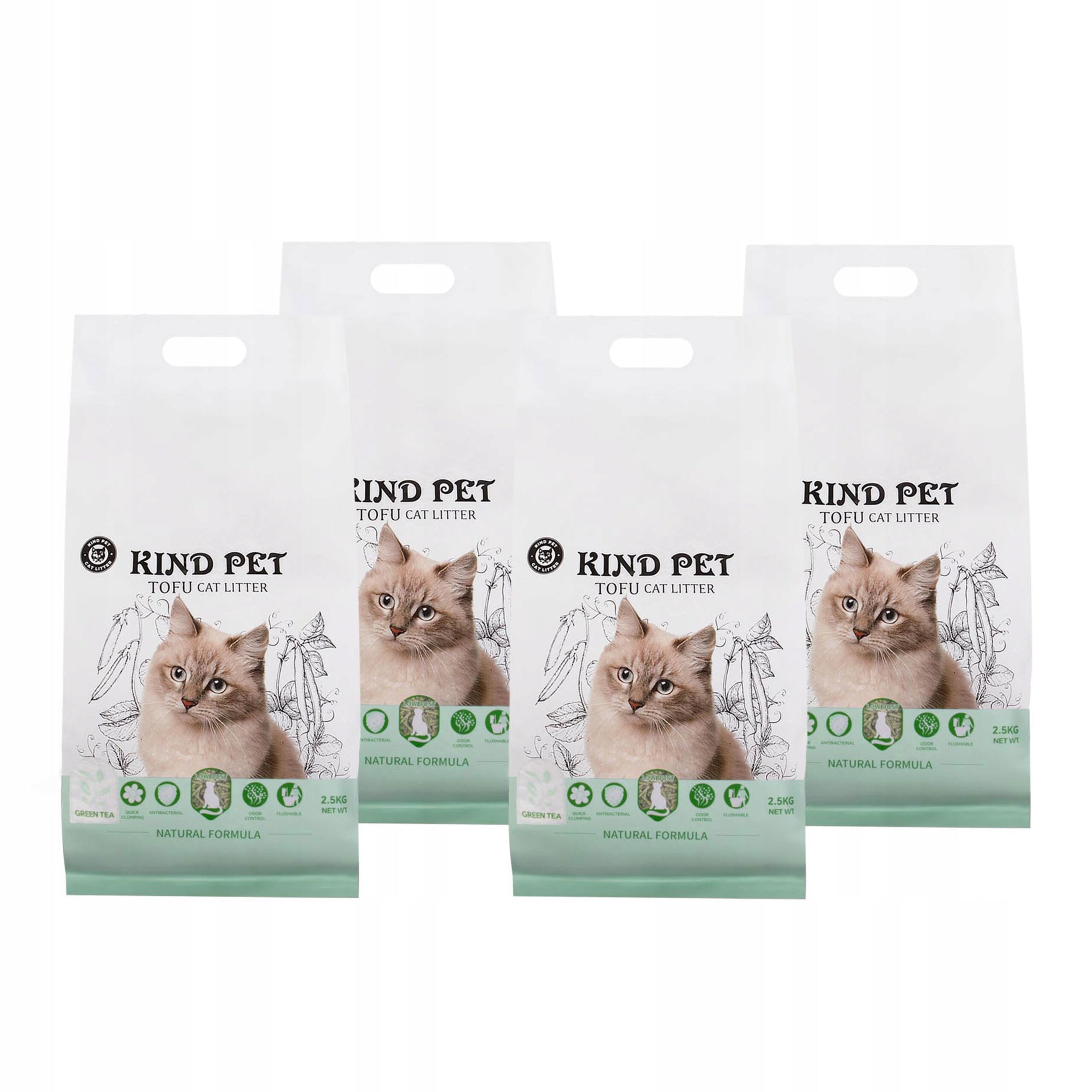 Cat litter tofu CARINIO KindPet clumping SET OF 4 packs 2,5kg 24l