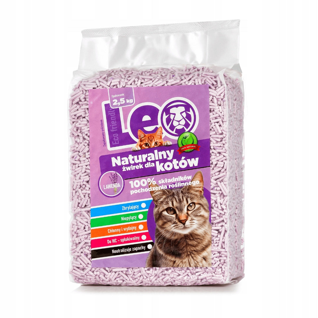Cat litter tofu Leo clumping biodegradable eco 2,5 kg lavender