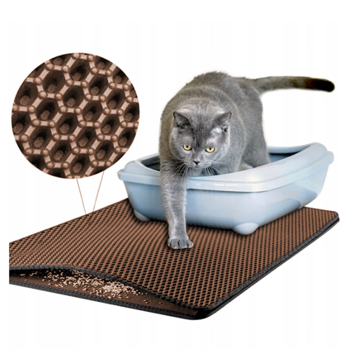Cat mat for litter box wiper - brown