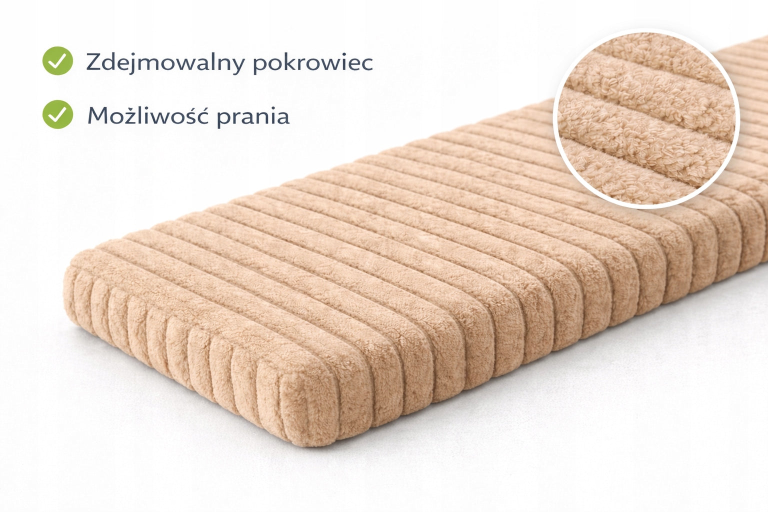 Cat pillow for window sill 60x20 cm thickness 4 cm beige soft and cozy Kind bed