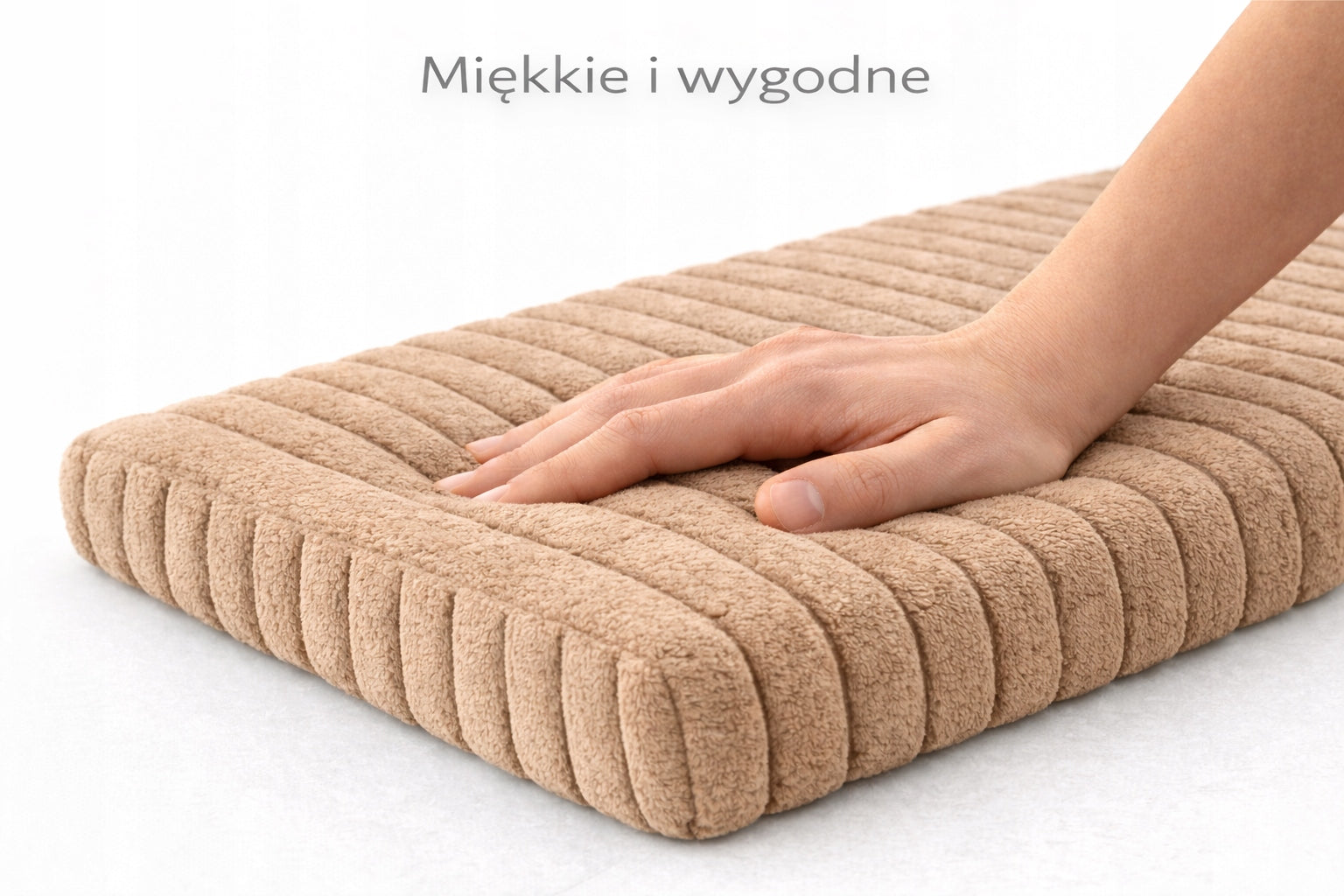 Cat pillow for window sill 60x20 cm thickness 4 cm beige soft and cozy Product width 20 cm