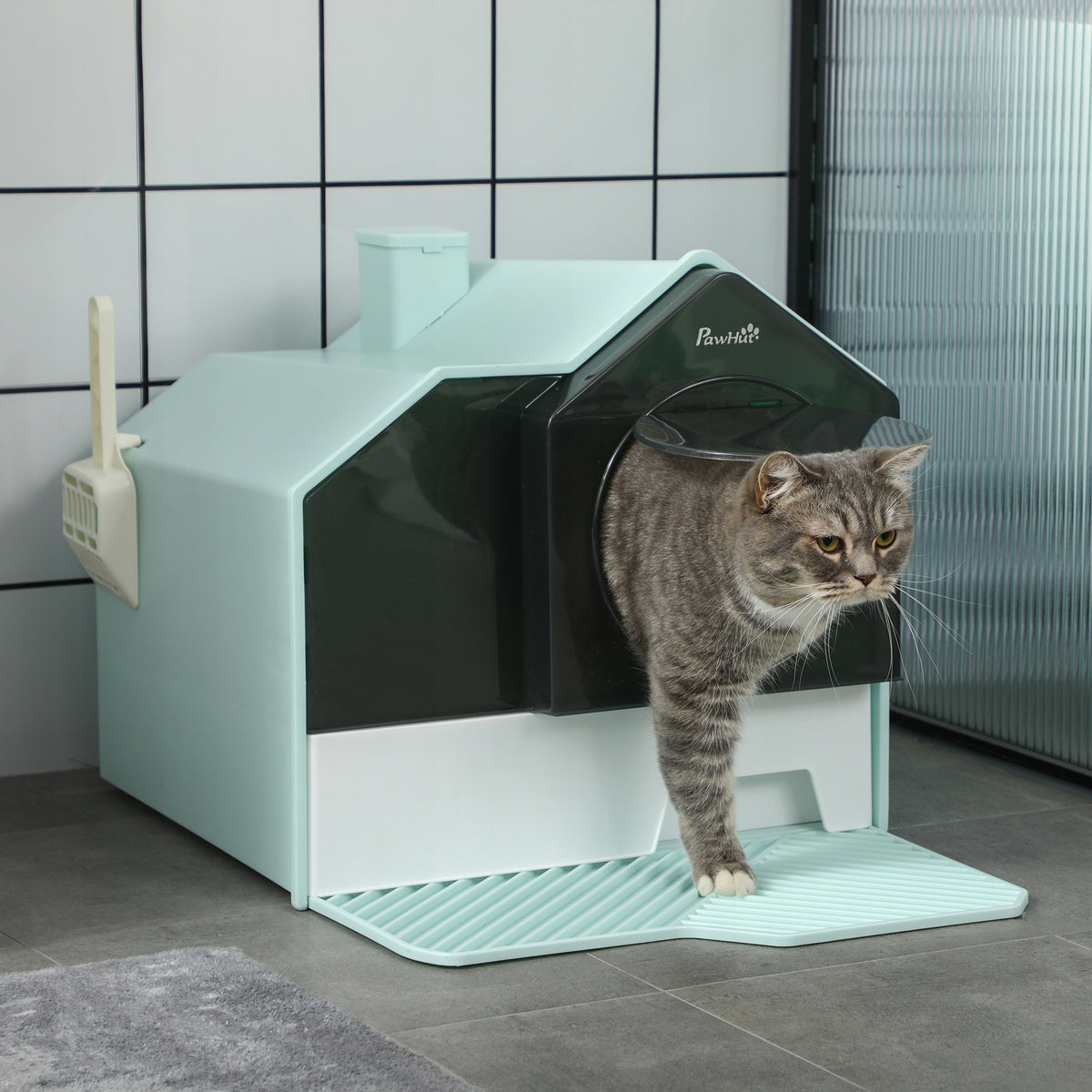Cat pot in cottage, light blue, 47x45x42 cm Manufacturer code GA081953