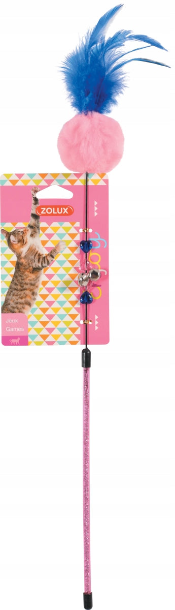 Cat rod POMPON rod with feathers