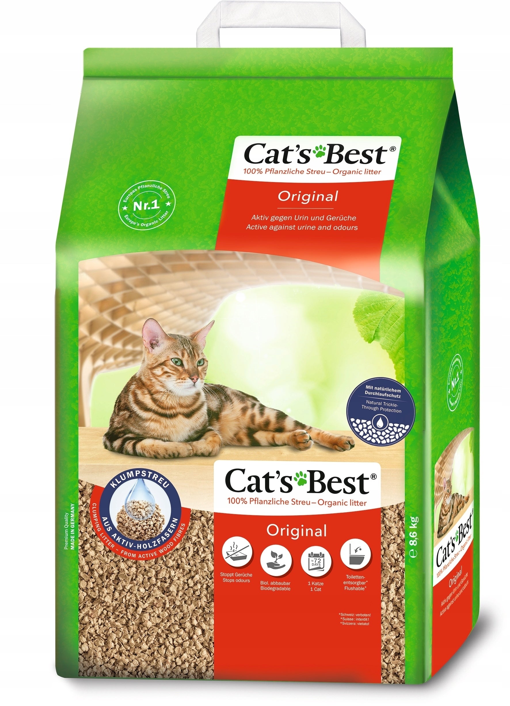 Cat's Best Original Cat Litter Clumping Wooden 20l Eco-Friendly Properties clumping