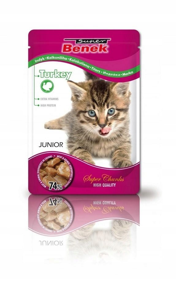 Cat sachet Super Benek Junior Turkey 100g