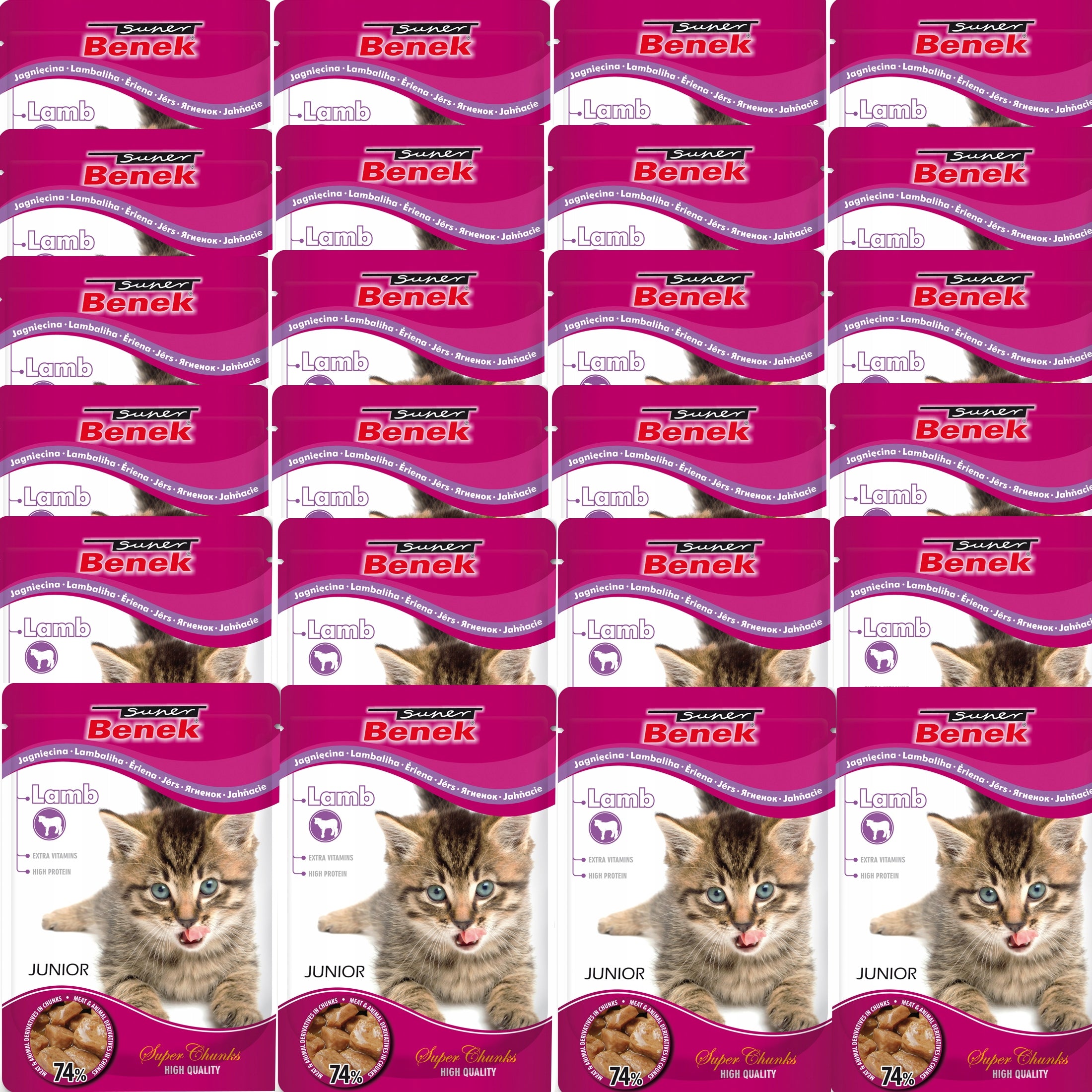 Cat sachets Super Benek Lamb Junior Kitten 24x100g Brand Super Benek