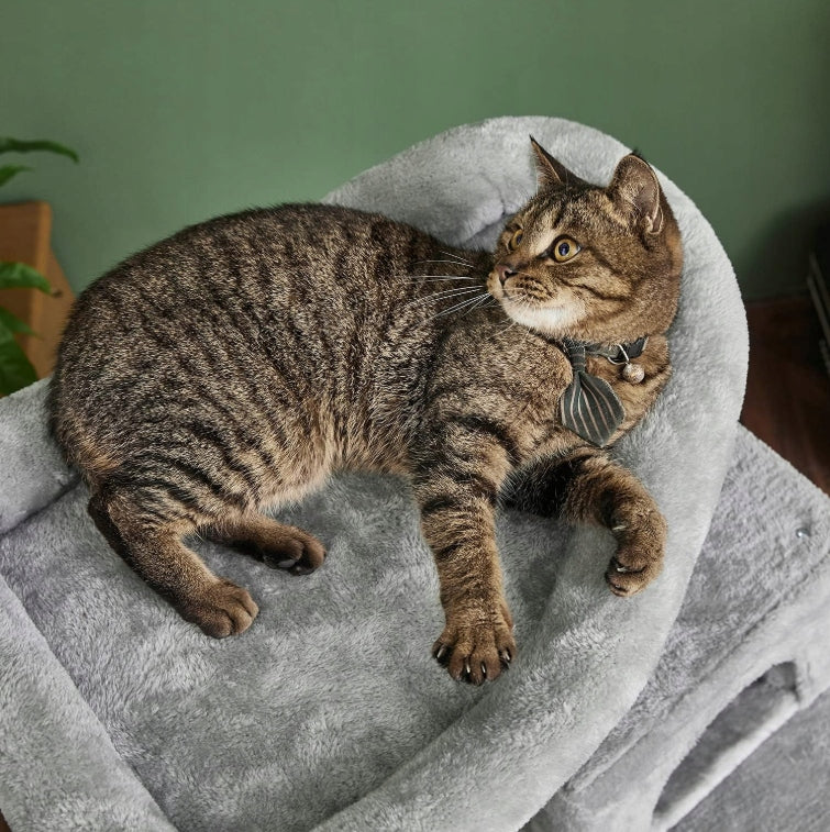Cat scratcher 143 cm 5 levels cottage hammock bed grey Height (cm) 101 - 160 cm
