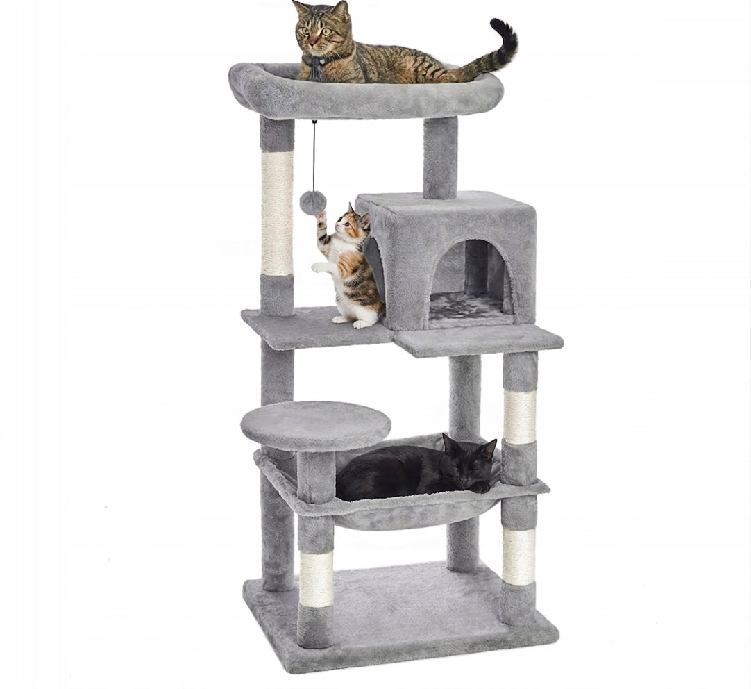 Cat scratcher 143 cm 5 levels cottage hammock bed grey