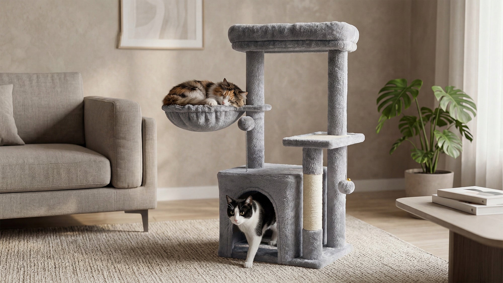 Cat scratcher 2x bed toy cottage tower booth high grey Rebel Brand no brand