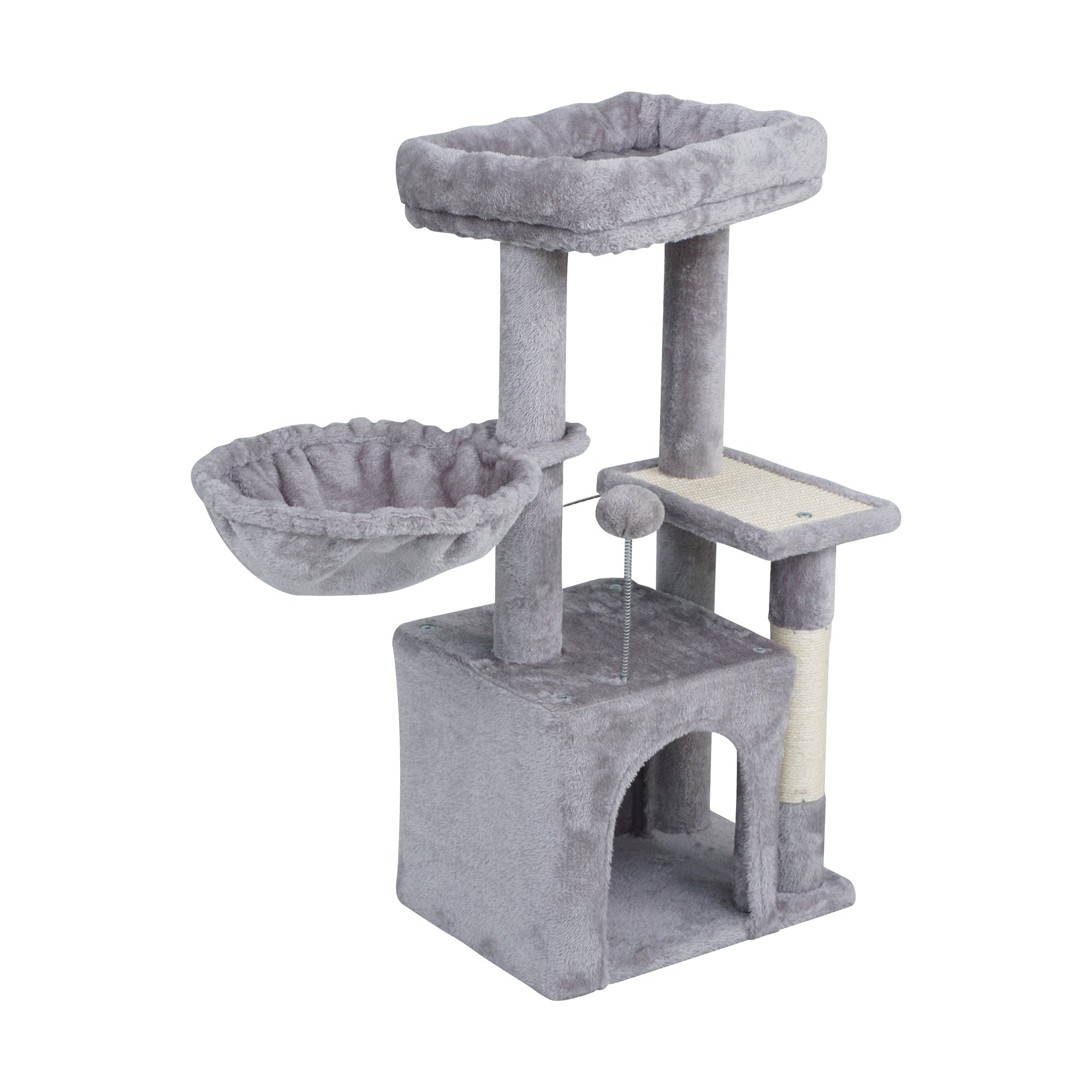 Cat scratcher 2x bed toy cottage tower booth high grey Rebel
