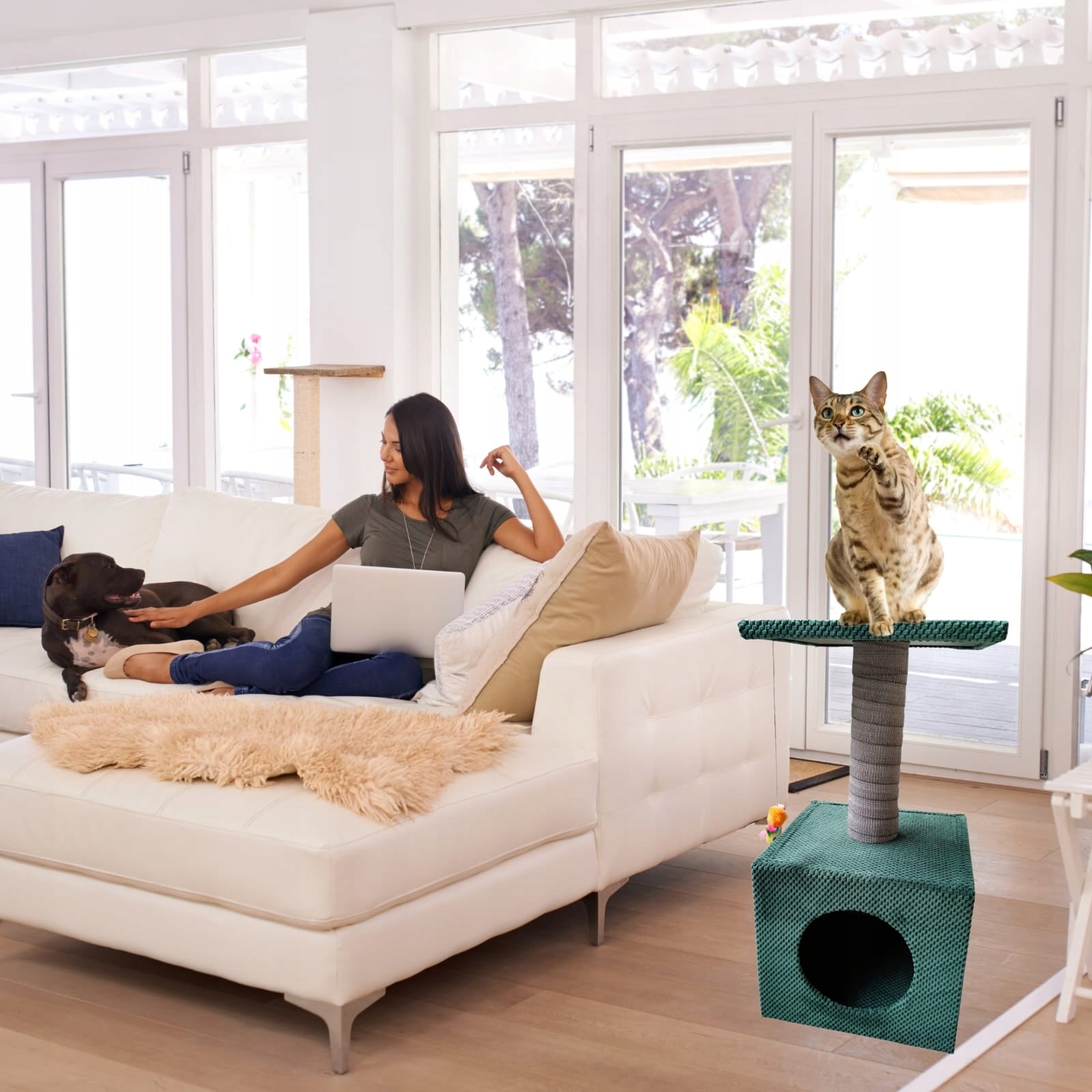 Cat scratcher MAKSPOL Cube house post ! Green Bottle green Brand Makspol