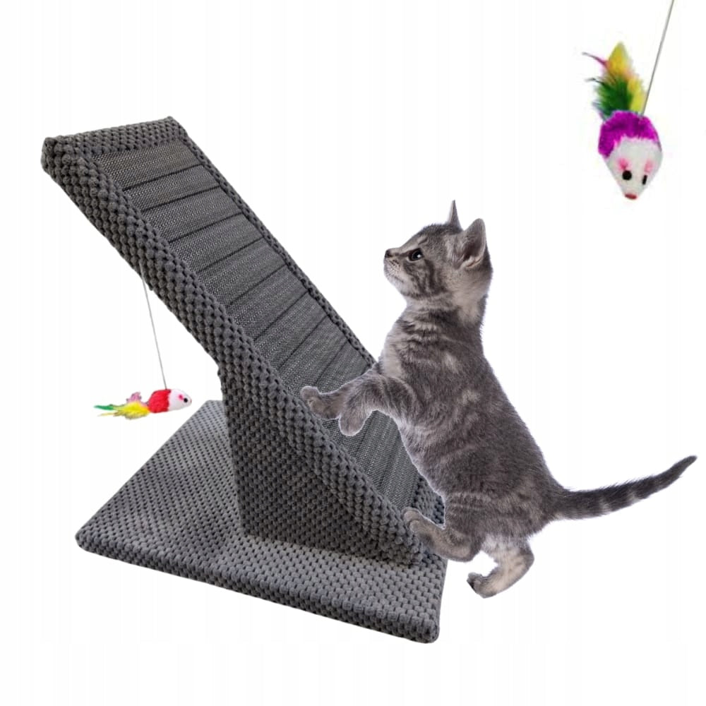 Cat scratcher Makspol Slanted scratching mat +mouse toy ! Grey