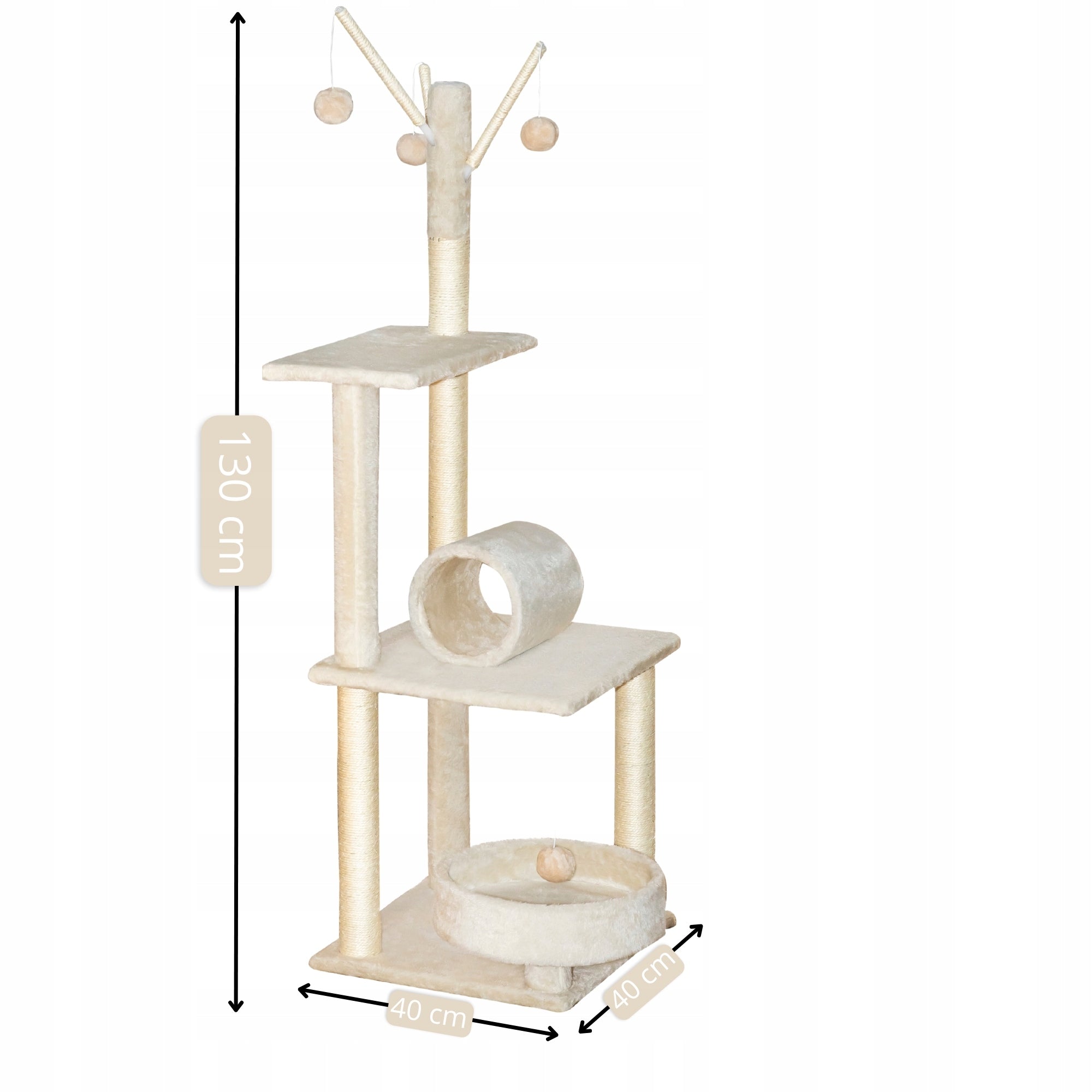 Cat scratcher Tomi 130 cm beige, 5 levels, 4 balls, roller Manufacturer code DRA050