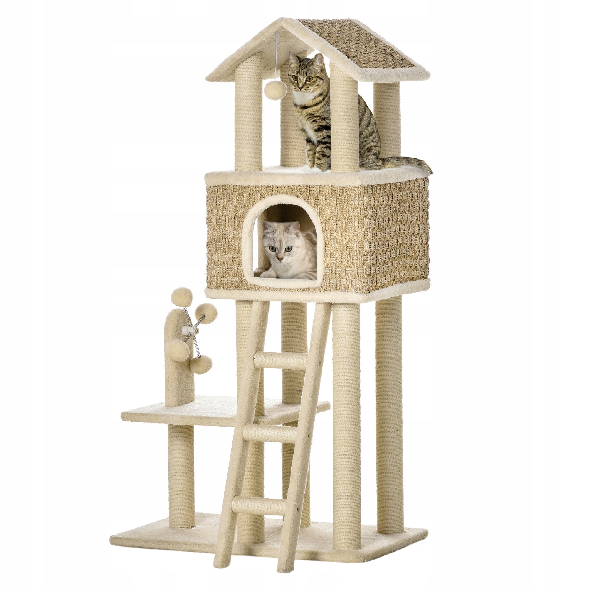 Cat scratcher, Tower with cottage, khaki+beige 130cm Manufacturer code D30-431