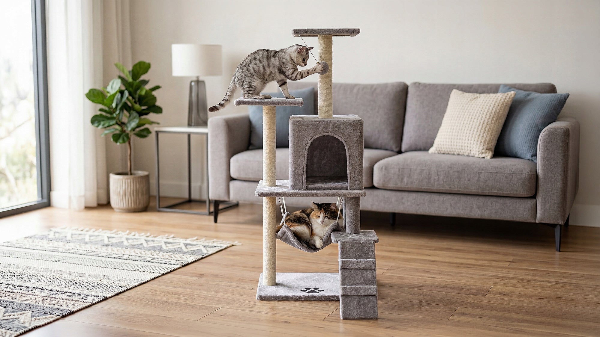 Cat scratcher bed cottage tower booth high grey 125 cm Rebel Brand no brand