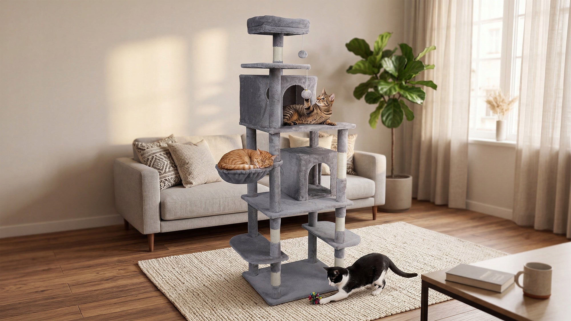 Cat scratcher bed toy cottage tower booth high 173 cm Rebel Color gray