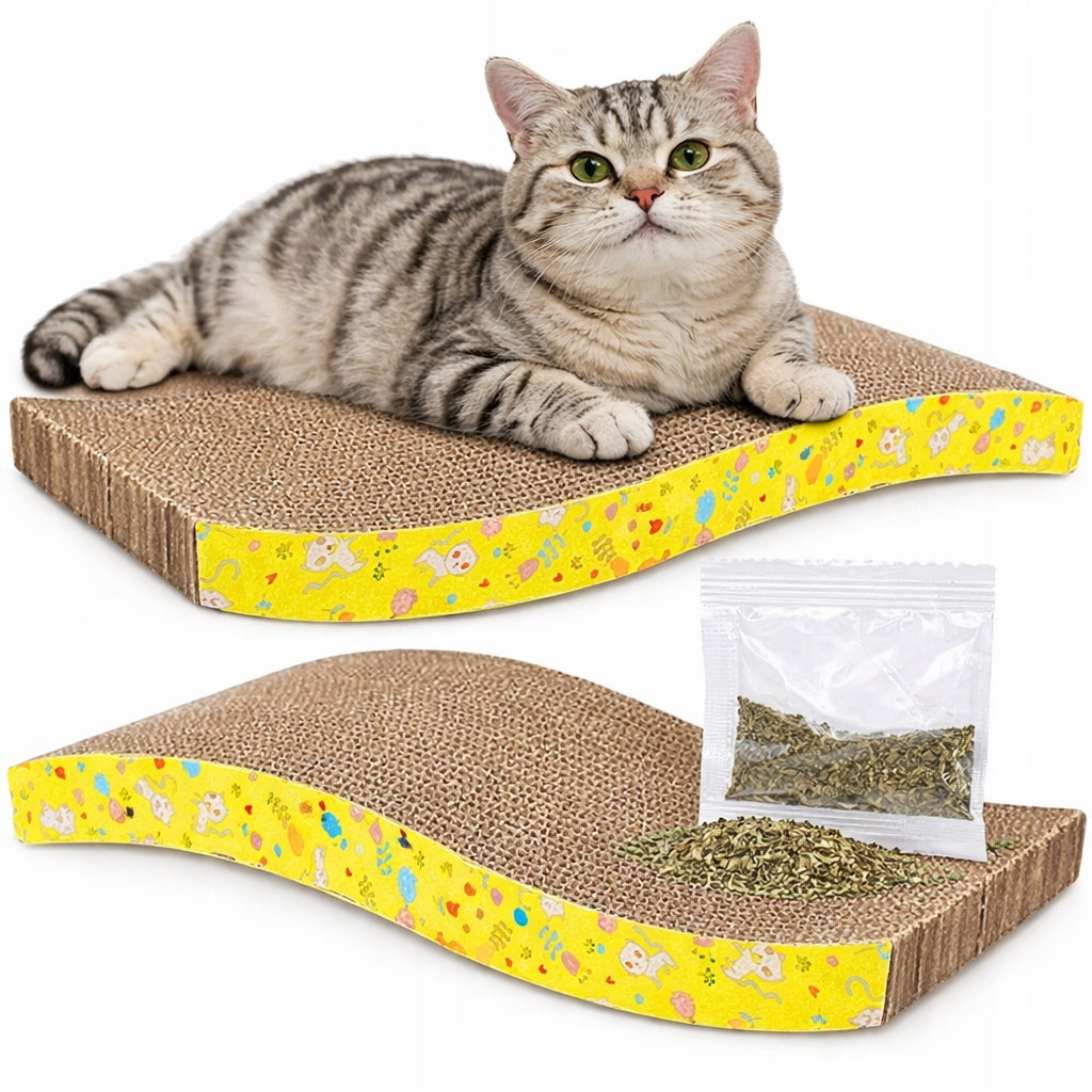 Cat scratcher cardboard wave with catnip up to 60 cm