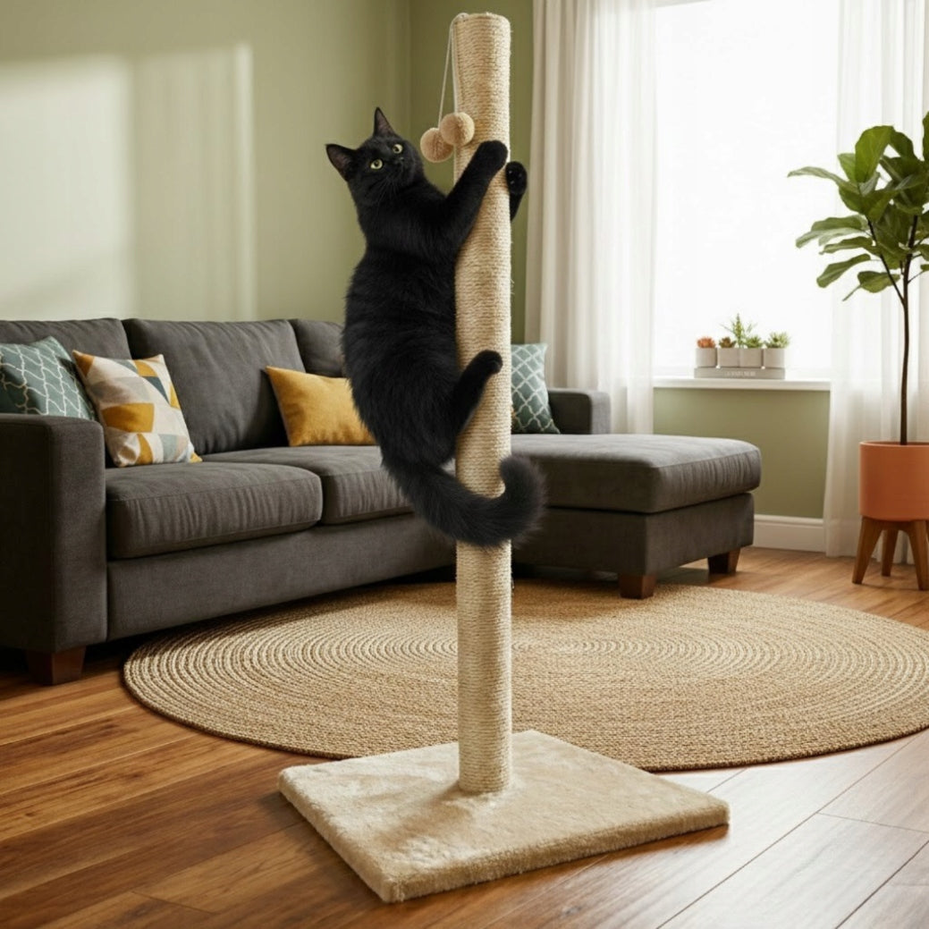 Cat scratcher high bed post + toy beige scratching foot Packaging status original
