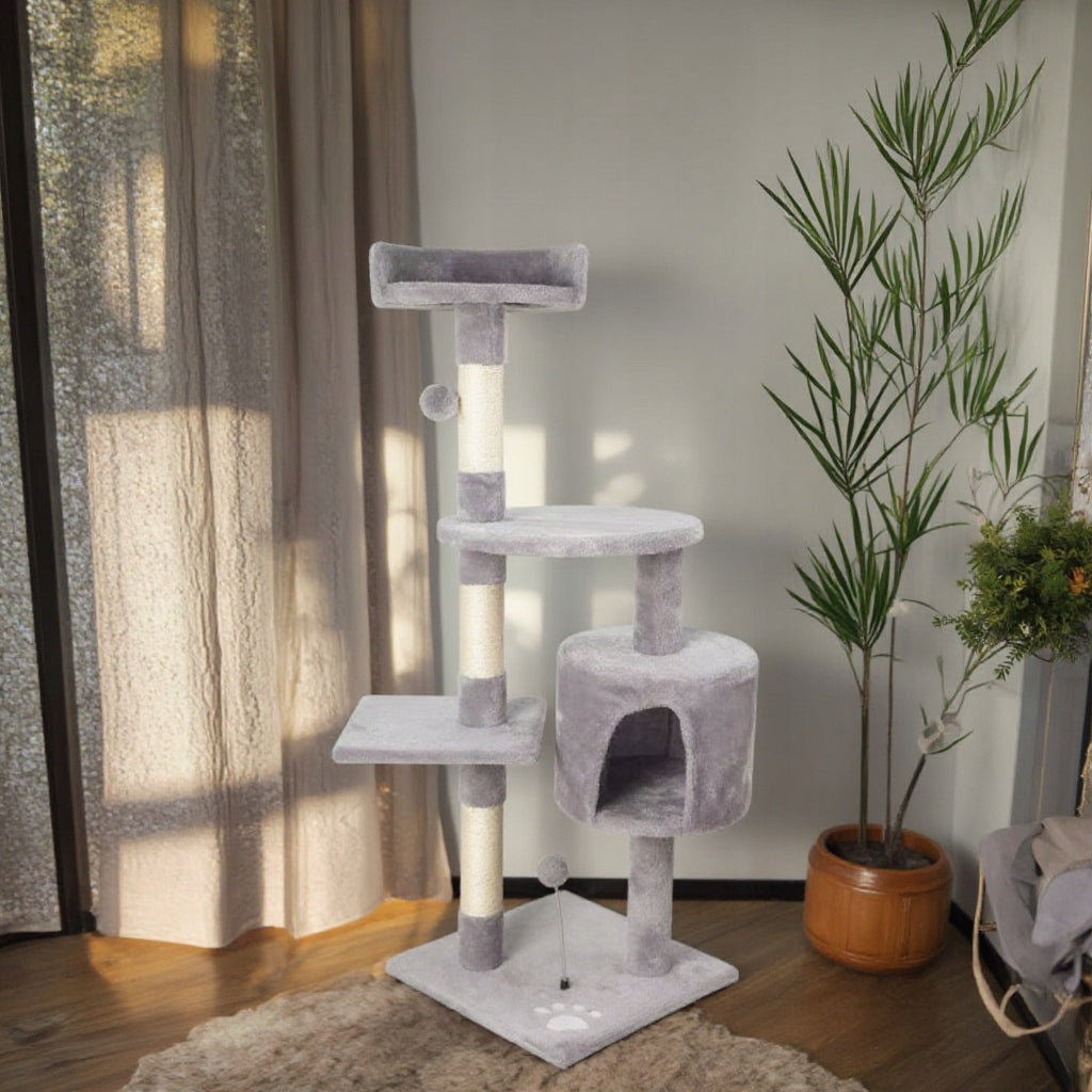 Cat scratcher poles couch bed cat house 116cm the zoo grey Color gray