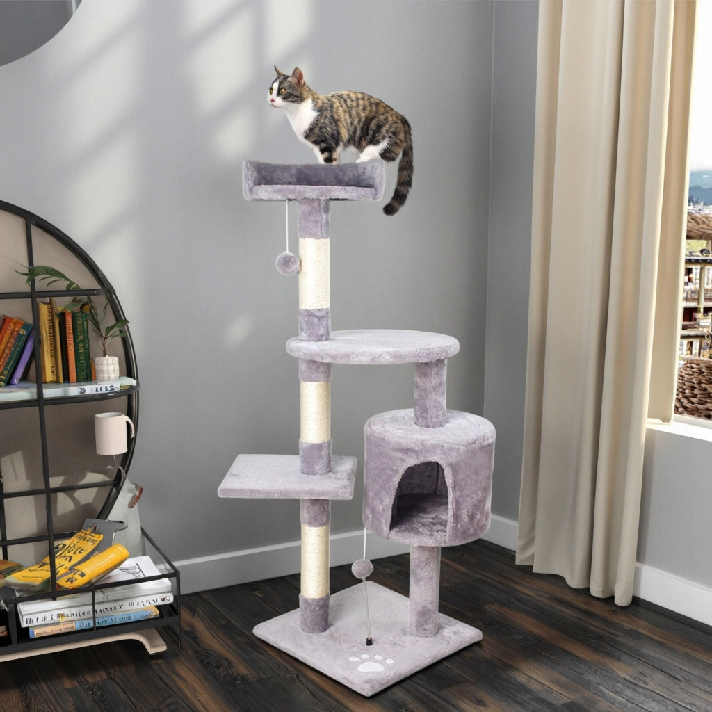 Cat scratcher poles couch bed cat house 116cm the zoo grey Kind tall scratching post bed scratching post