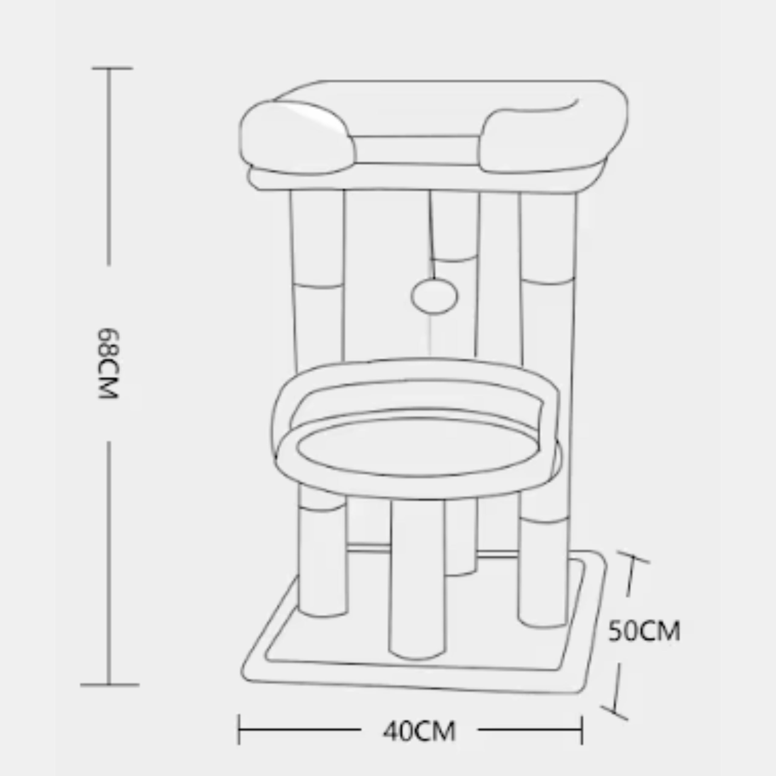 Cat scratcher poles couch cat bed 68cm THE ZOO beige Height (cm) 61 - 100 cm