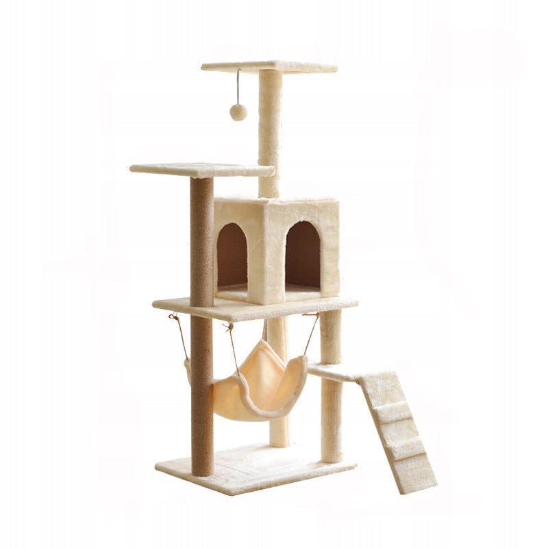 Cat scratcher post beige 5 levels - cottage, bed, hammock, ladder Height (cm) 101 - 160 cm
