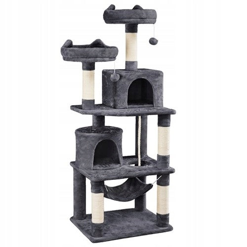 Cat scratcher tower bed cottage 7 levels + toy high 158 cm Color gray