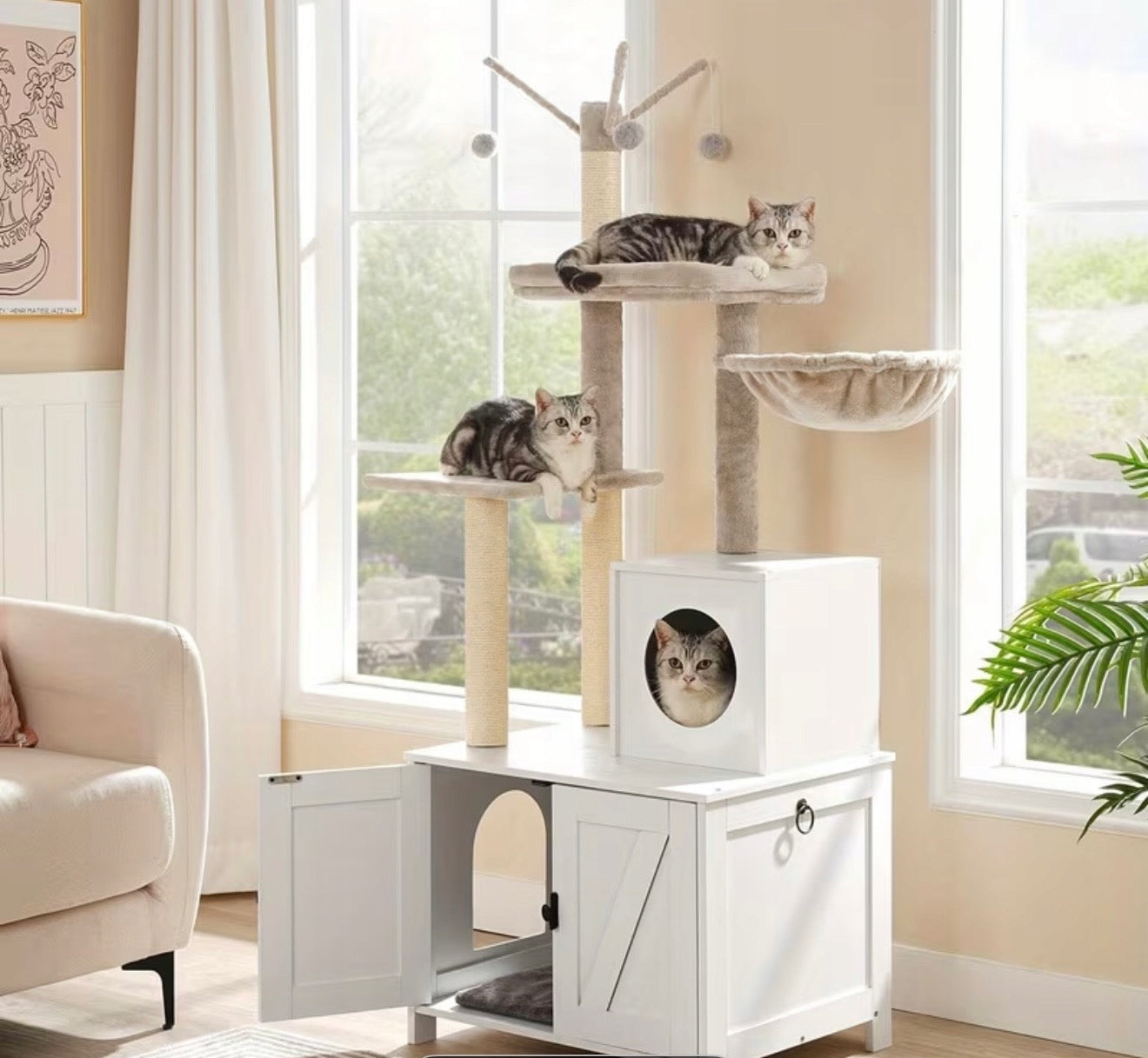 Cat scratcher with hidden litter box height 145cm