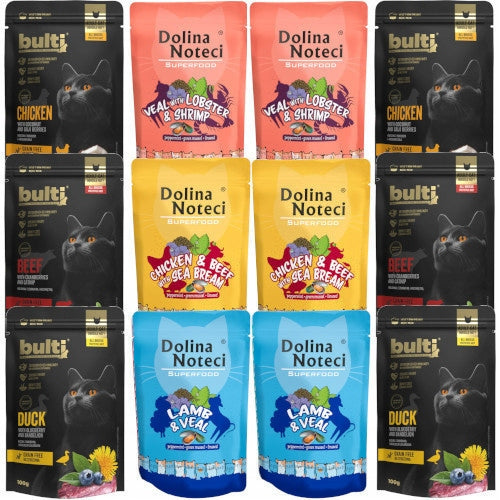 Cat set 12pcs: 6x DN Superfood 85g + 6x Bulti Superfood 100g